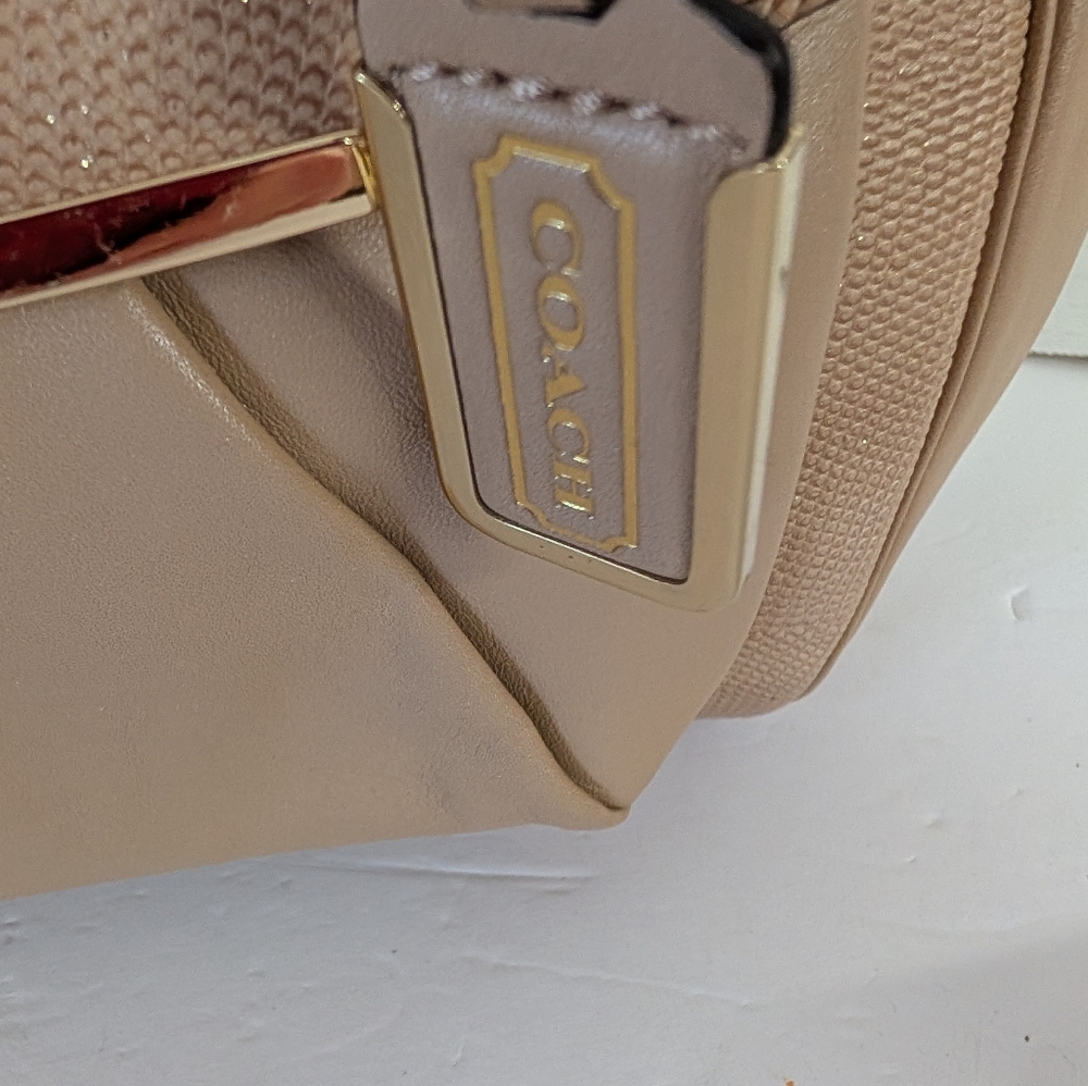 Coach Beige Madison Scatchel Gold Sparkles Leather NWT - Picture 6 of 9